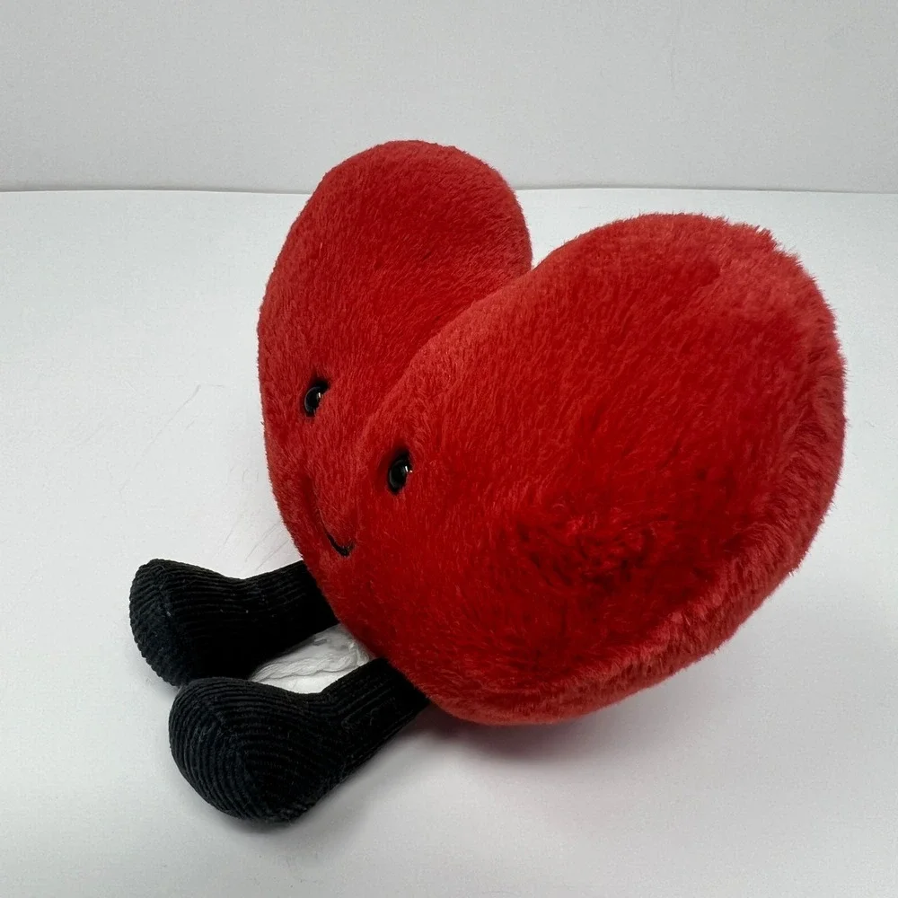 Jellycat Amuseables Heart Plush Small‎ Red Black Corduroy Legs Plushie